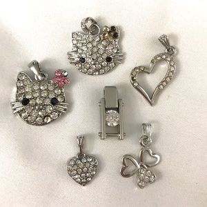 6 Pendants Silver toned Charms